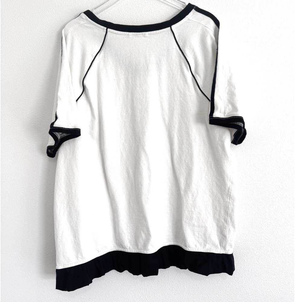 Free People Movement | Baseline Tee - White/Black Oversized V-Neck Top - Picture 5 of 5
